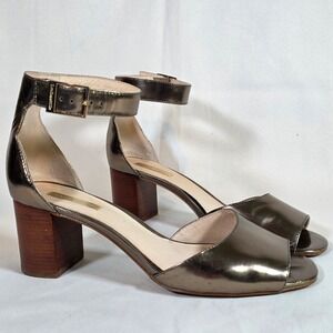 Louise et Cie Gold Women 9 Block Heel Sandal Ankle Strap Metallic Evening Glsm